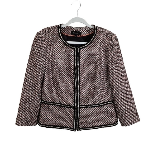 Talbots Jackets & Blazers - Talbots Women’s Black/White/Orange Tweed Hook & Eye Closure Blazer.  Size 10